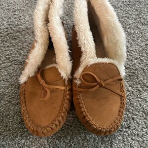 Cozy Tan Moccasin Slippers